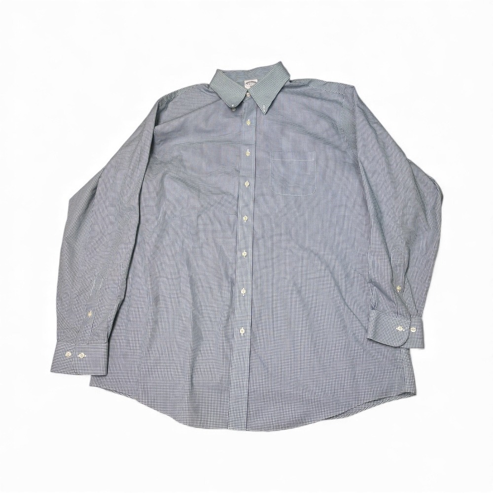 Brooks Brothers Regent Fit Non‎ Iron Gingham Dress Shirt Mens 18 6/7 All Cotton